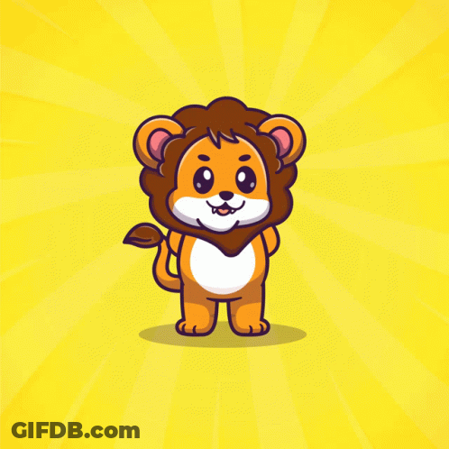 A Cartoon Of A Lion With The Words Roar Behind It GIF