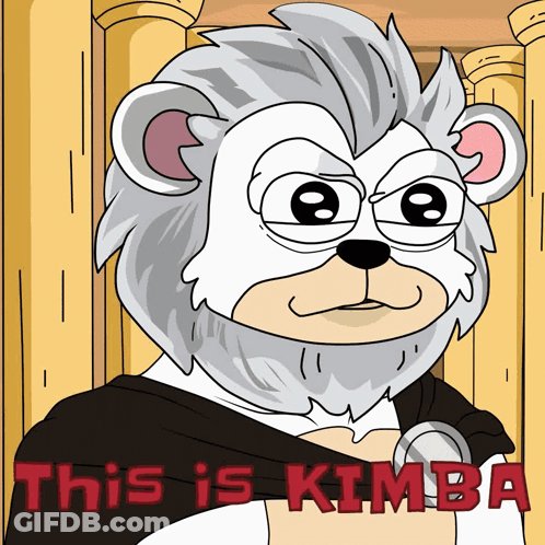 A Cartoon Of A Lion With The Words " This Is Kimba " On The Bottom Right GIF