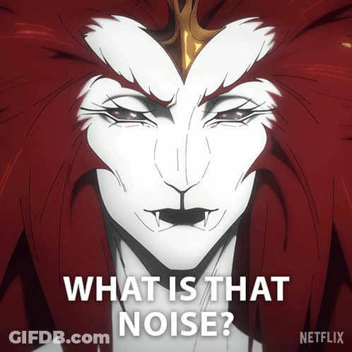 A Cartoon Of A Lion With The Words " What Is That Noise " On The Bottom GIF