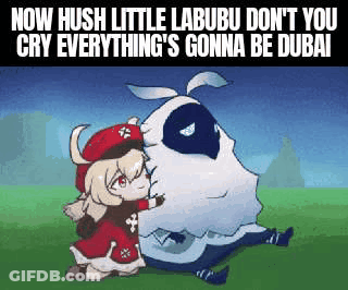 A Cartoon Of A Little Girl Hugging A Monster . GIF