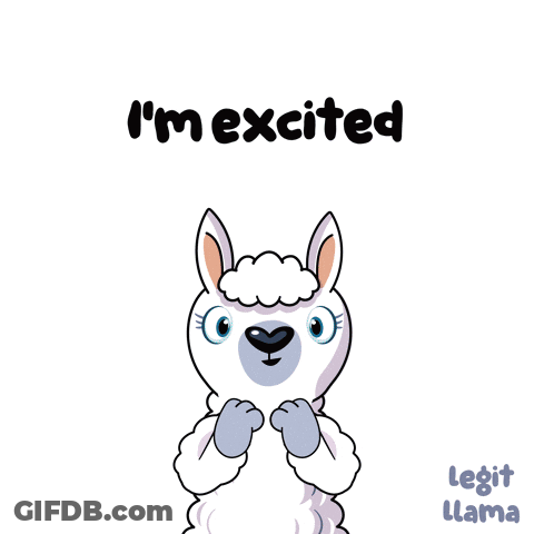 A Cartoon Of A Llama Says I 'M Excited Yes GIF