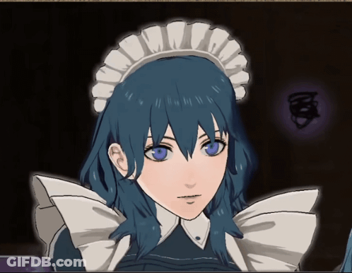 A Cartoon Of A Maid With Blue Eyes GIF