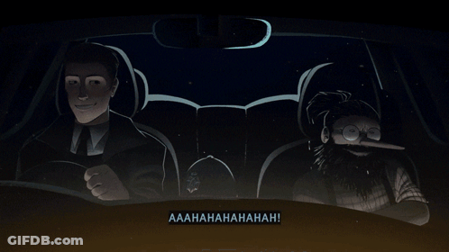 A Cartoon Of A Man And A Bearded Man In A Car With The Words Aaah Written On The Bottom Right GIF