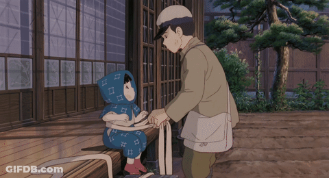 A Cartoon Of A Man And A Child With A Hood On GIF