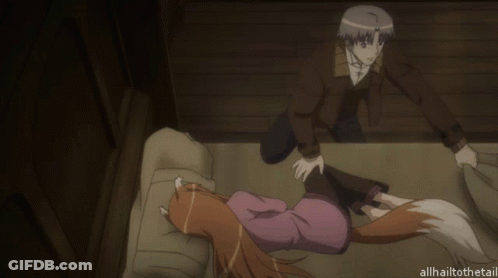 A Cartoon Of A Man And A Fox With The Caption Allhailtothetail GIF