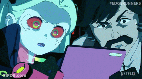 A Cartoon Of A Man And A Girl Looking At A Tablet With Netflix Written On The Bottom GIF