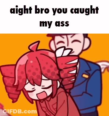 A Cartoon Of A Man And A Girl With The Words Aight Bro You Caught My Ass Written On It . GIF