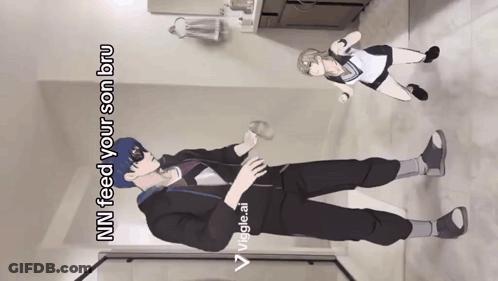 A Cartoon Of A Man And A Girl With The Words Nn Feed Your Son Bru On The Bottom GIF