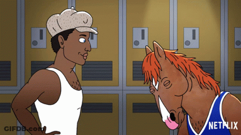 A Cartoon Of A Man And A Horse With The Word Netflix On The Bottom Right GIF