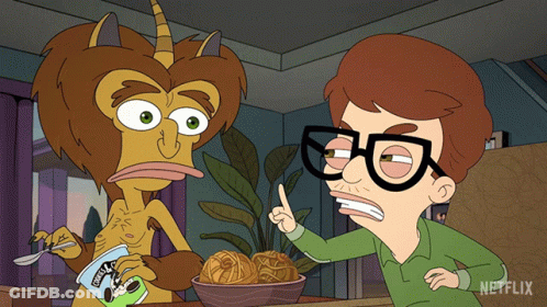 A Cartoon Of A Man And A Monster With Netflix Written On The Bottom Left GIF