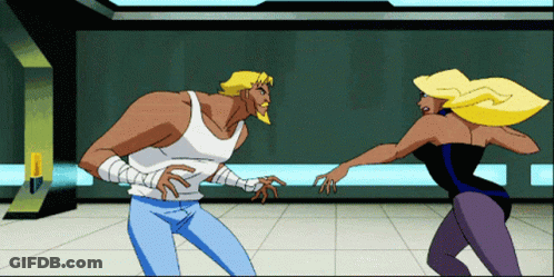 A Cartoon Of A Man And A Woman Dancing Together GIF