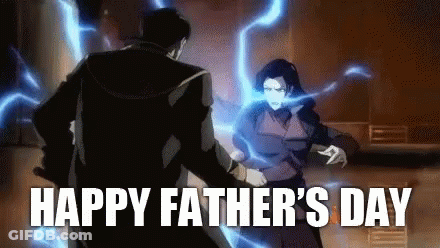 A Cartoon Of A Man And A Woman Fighting With The Words Happy Father 'S Day In The Background . GIF