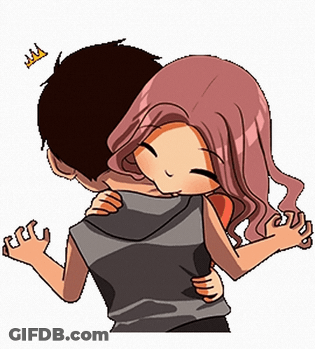 A Cartoon Of A Man And A Woman Hugging With A Crown On Their Head GIF