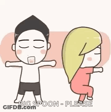 A Cartoon Of A Man And A Woman Standing Next To Each Other . GIF