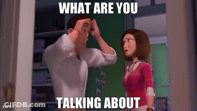 A Cartoon Of A Man And A Woman Talking About Something GIF