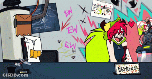 A Cartoon Of A Man And A Woman With A Sign That Says Dementia GIF