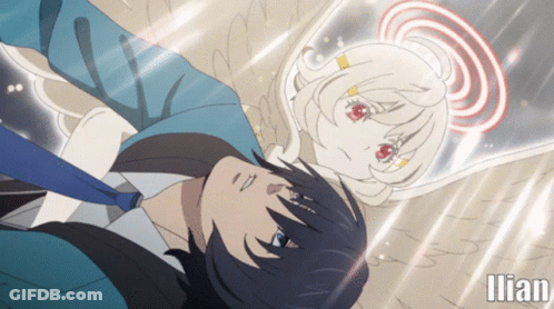 A Cartoon Of A Man And A Woman With The Name Lian On The Bottom Right GIF