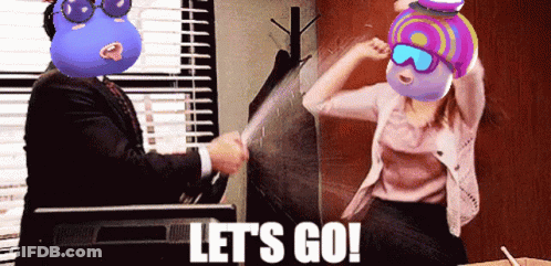 A Cartoon Of A Man And A Woman With The Words Let 'S Go GIF
