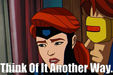 A Cartoon Of A Man And A Woman With The Words Think Of It Another Way Below Them GIF