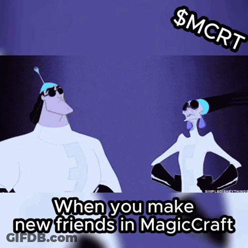 A Cartoon Of A Man And A Woman With The Words " When You Make New Friends In Magiccraft " GIF