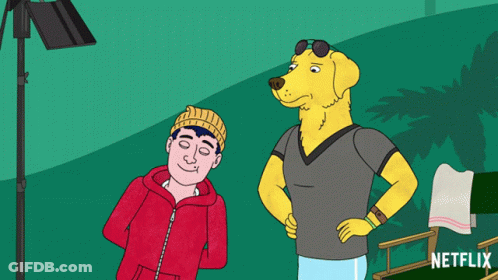 A Cartoon Of A Man And A Yellow Dog With A Netflix Logo On The Bottom GIF