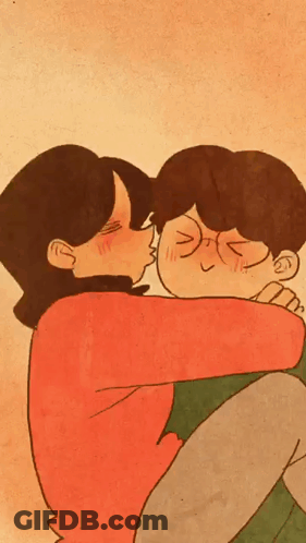 A Cartoon Of A Man And Woman Kissing GIF