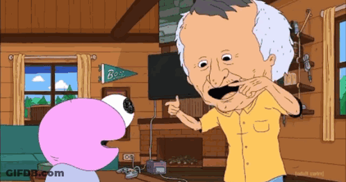 A Cartoon Of A Man Brushing His Teeth In Front Of A Sign That Says ' Boss ' GIF