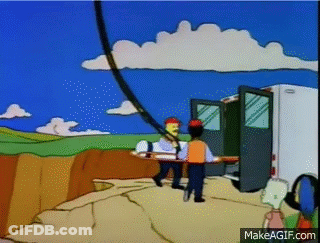 A Cartoon Of A Man Carrying A Stretcher Into A Van . GIF