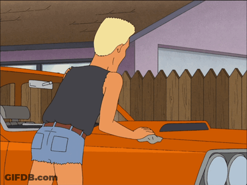 A Cartoon Of A Man Cleaning A Car With A Towel GIF