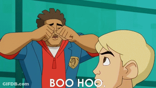 A Cartoon Of A Man Covering His Eyes And The Words Boo Hoo GIF