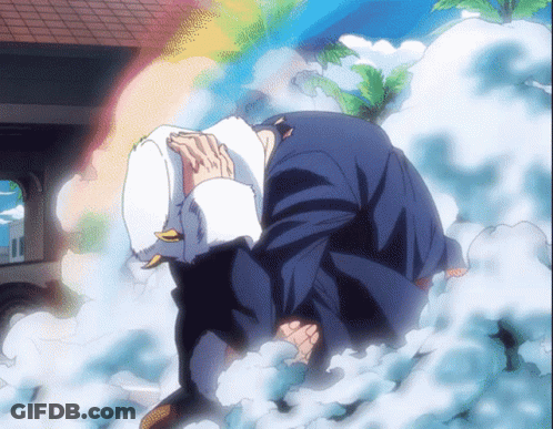 A Cartoon Of A Man Covering His Face With His Hat GIF