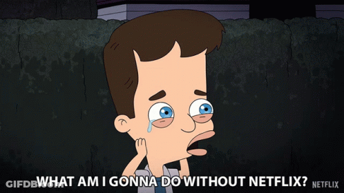 A Cartoon Of A Man Crying With The Words What Am I Gonna Do Without Netflix At The Bottom GIF