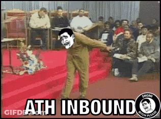 A Cartoon Of A Man Dancing With The Words Ath Inbound Below Him GIF