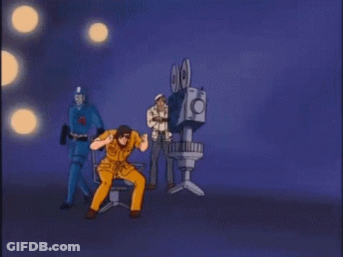 A Cartoon Of A Man Doing A Handstand In Front Of A Camera While Another Man Watches . GIF