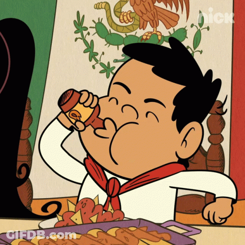 A Cartoon Of A Man Drinking From A Bottle With A Nick Logo In The Corner GIF