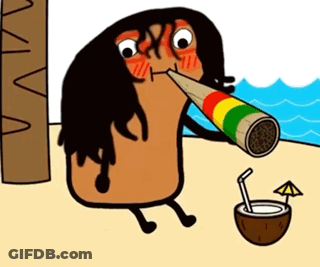 A Cartoon Of A Man Drinking From A Coconut GIF