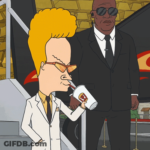 A Cartoon Of A Man Drinking From A Cup That Says ' A ' On It GIF