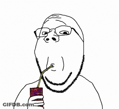 A Cartoon Of A Man Drinking Slurp Juice GIF