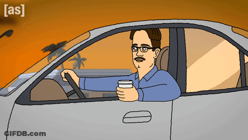 A Cartoon Of A Man Driving A Car With The Word [ As ] On The Bottom GIF