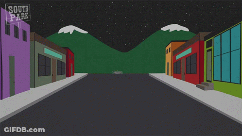 A Cartoon Of A Man Driving A Garbage Truck With A Sign That Says South Park GIF