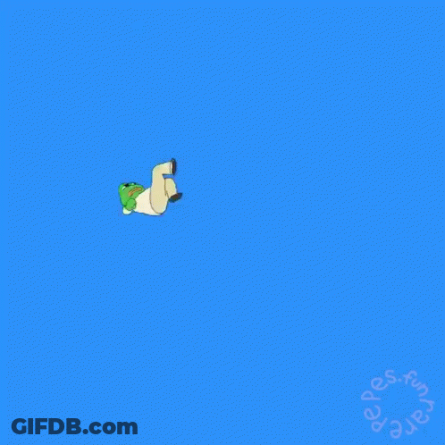 A Cartoon Of A Man Falling In The Air With The Word Pepes Fun In The Circle Around Him GIF