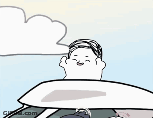 A Cartoon Of A Man Giving A Thumbs Up While Sitting In A Car GIF