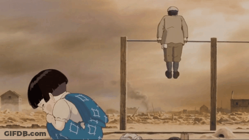 A Cartoon Of A Man Hanging From A Bar With His Head In The Air GIF