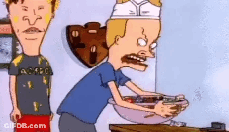 A Cartoon Of A Man Holding A Bowl Of Food Next To Another Man . GIF