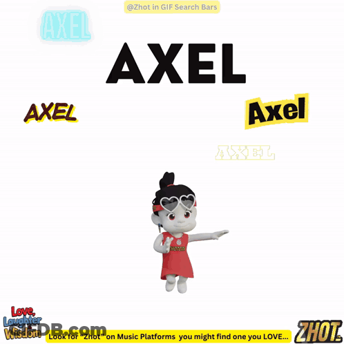 A Cartoon Of A Man Holding A Broken Heart With The Name Axel Written Above Him GIF