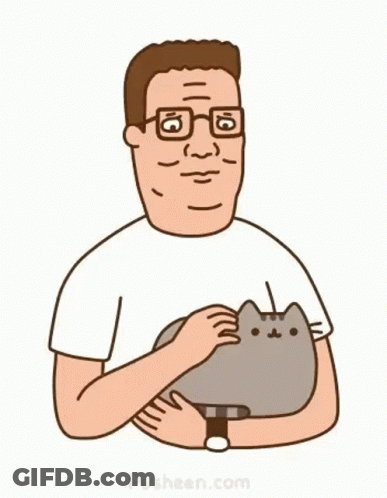 A Cartoon Of A Man Holding A Cat In His Hands . GIF
