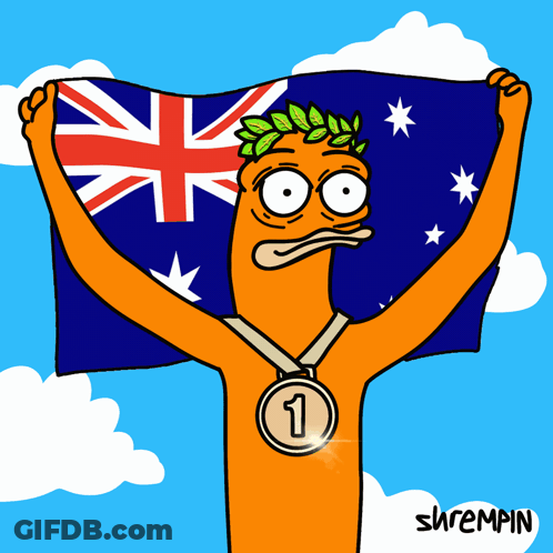 A Cartoon Of A Man Holding A Flag And A Medal With The Number 1 On It GIF