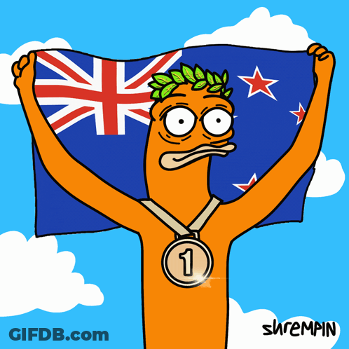 A Cartoon Of A Man Holding A Flag And A Medal With The Number One On It GIF