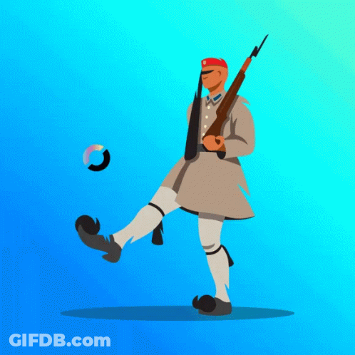 A Cartoon Of A Man Holding A Gun With A Circle Around His Foot GIF