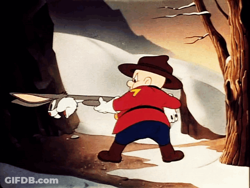 A Cartoon Of A Man Holding A Gun With The Number 7 On It GIF